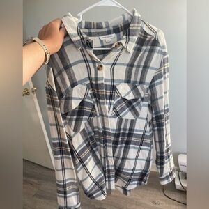 Navy and White Plaid Flannel
